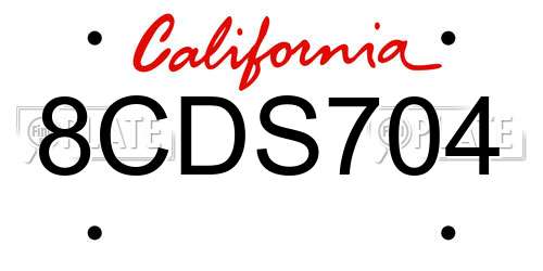 8CDS704 California License Plate