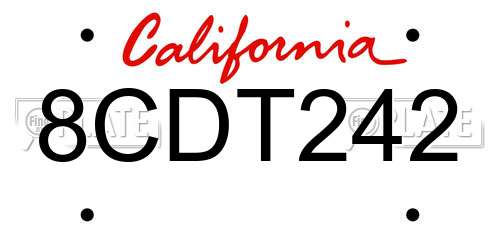 8CDT242 California License Plate