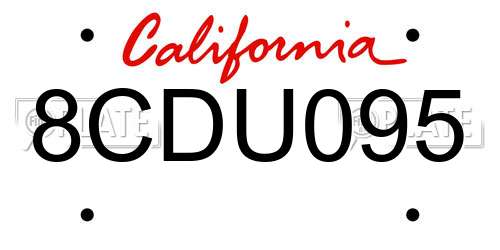 8CDU095 California License Plate