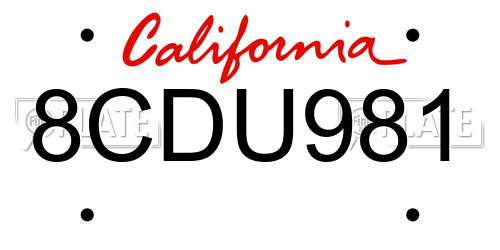 8CDU981 California License Plate