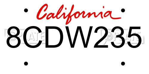 8CDW235 California License Plate
