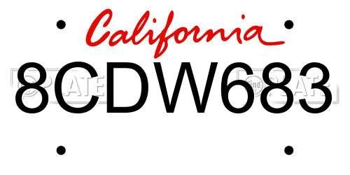 8CDW683 California License Plate