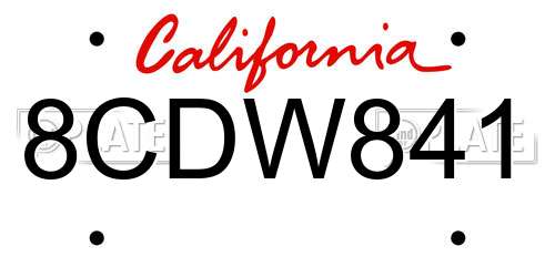 8CDW841 California License Plate