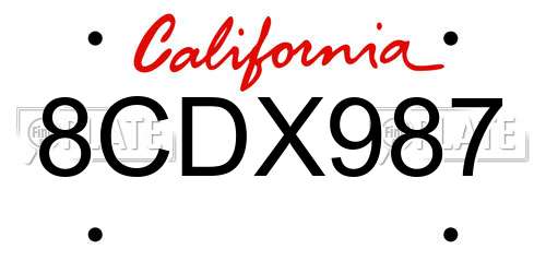 8CDX987 California License Plate