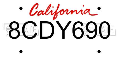 8CDY690 California License Plate