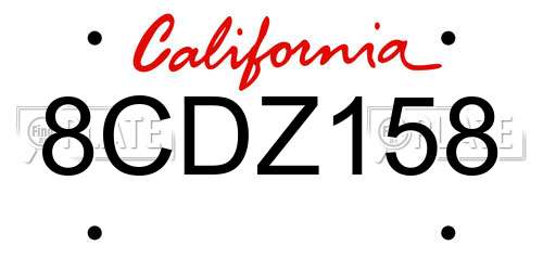 8CDZ158 California License Plate