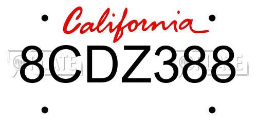 8CDZ388 California License Plate