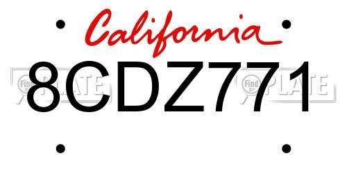 8CDZ771 California License Plate