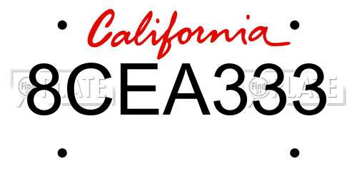 8CEA333 California License Plate