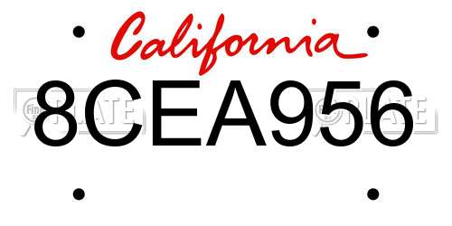 8CEA956 California License Plate