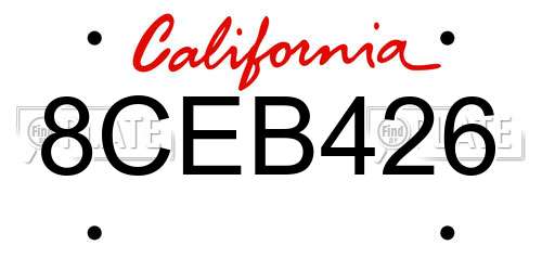 8CEB426 California License Plate