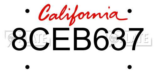 8CEB637 California License Plate