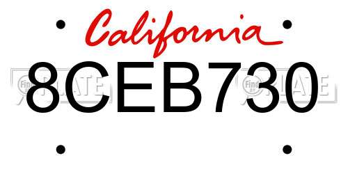 8CEB730 California License Plate