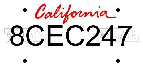 8CEC247 California License Plate