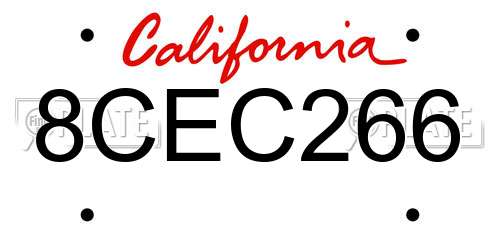 8CEC266 California License Plate
