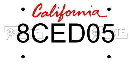 8CED05 California License Plate