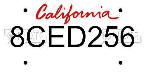 8CED256 California License Plate