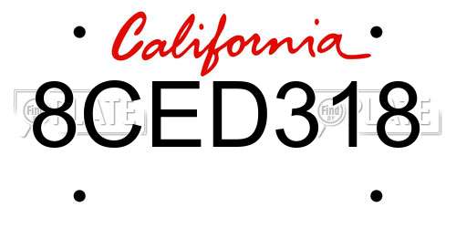 8CED318 California License Plate