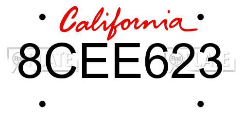 8CEE623 California License Plate