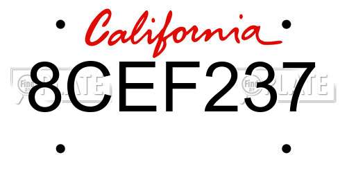 8CEF237 California License Plate