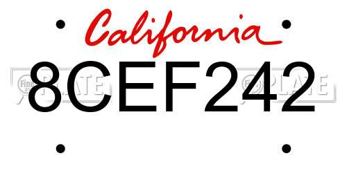 8CEF242 California License Plate