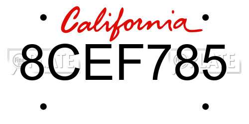8CEF785 California License Plate