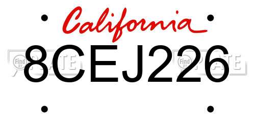 8CEJ226 California License Plate