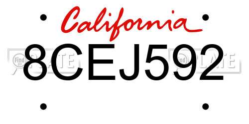 8CEJ592 California License Plate