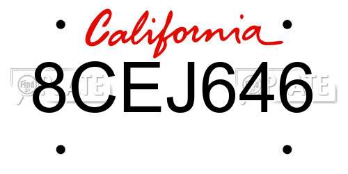 8CEJ646 California License Plate