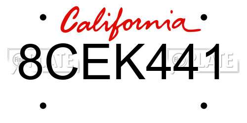 8CEK441 California License Plate