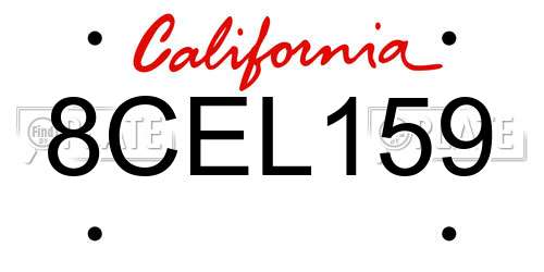 8CEL159 California License Plate