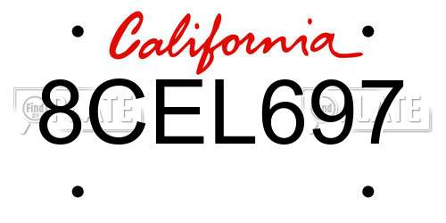 8CEL697 California License Plate