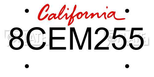 8CEM255 California License Plate