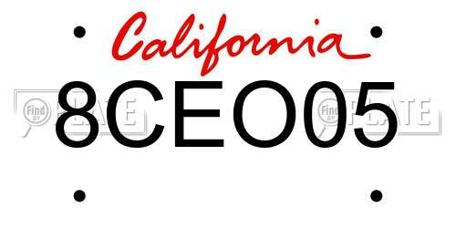 8CEO05 California License Plate