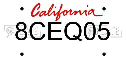 8CEQ05 California License Plate