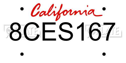 8CES167 California License Plate