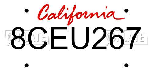 8CEU267 California License Plate
