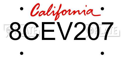 8CEV207 California License Plate