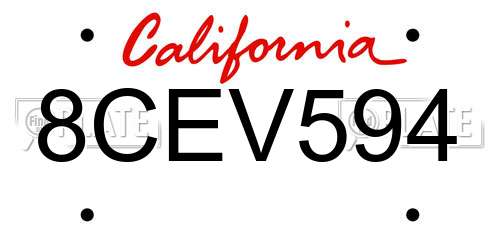 8CEV594 California License Plate