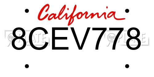 8CEV778 California License Plate