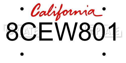 8CEW801 California License Plate