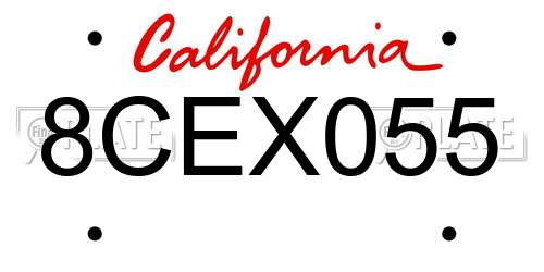 8CEX055 California License Plate