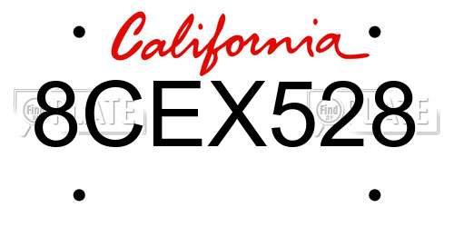 8CEX528 California License Plate