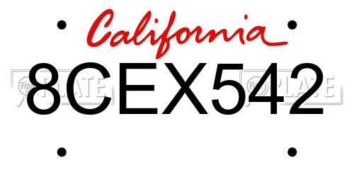 8CEX542 California License Plate