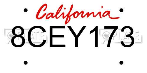 8CEY173 California License Plate