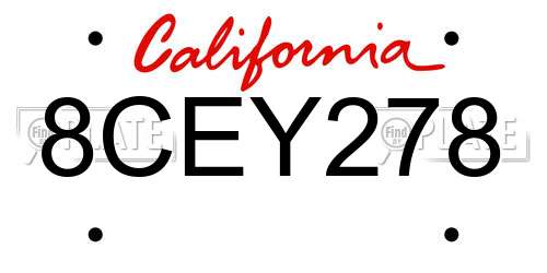 8CEY278 California License Plate