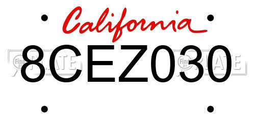 8CEZ030 California License Plate