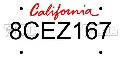8CEZ167 California License Plate