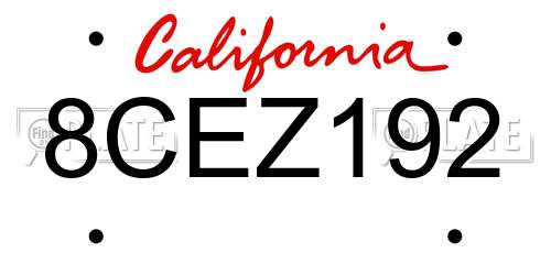 8CEZ192 California License Plate