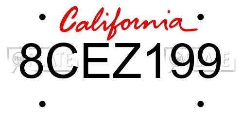 8CEZ199 California License Plate